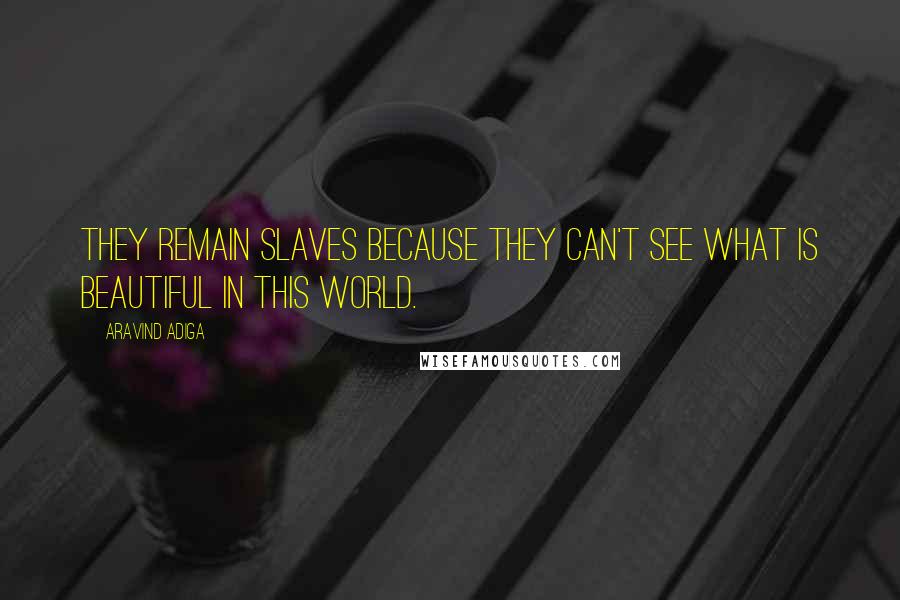Aravind Adiga Quotes: They remain slaves because they can't see what is beautiful in this world.