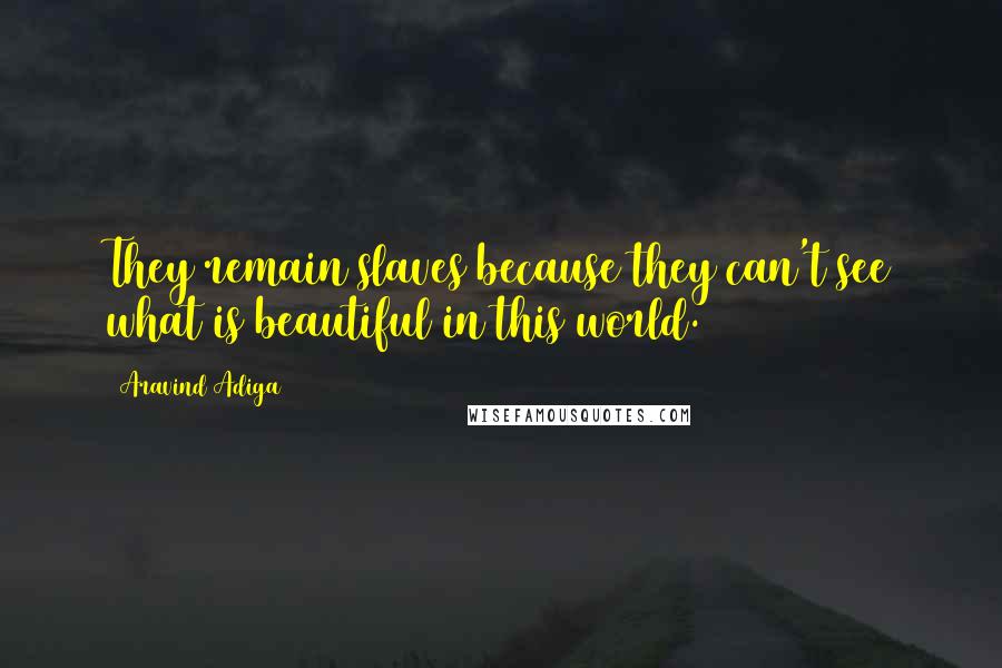 Aravind Adiga Quotes: They remain slaves because they can't see what is beautiful in this world.