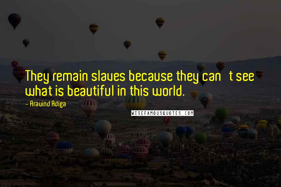 Aravind Adiga Quotes: They remain slaves because they can't see what is beautiful in this world.