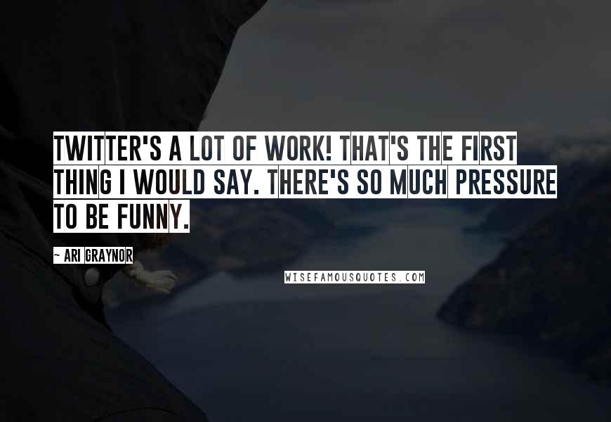 Ari Graynor Quotes: Twitter's a lot of work! That's the first thing I would say. There's so much pressure to be funny.