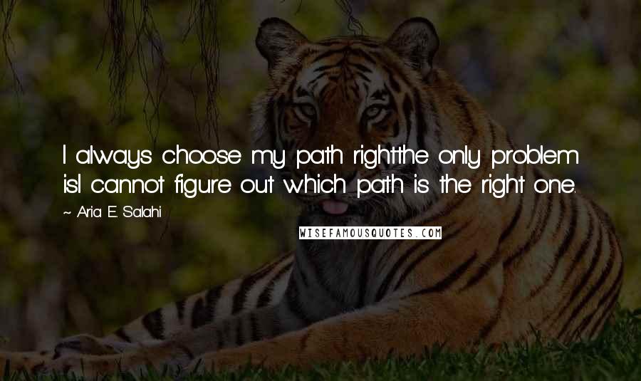 Aria E. Salahi Quotes: I always choose my path rightthe only problem isI cannot figure out which path is the right one.