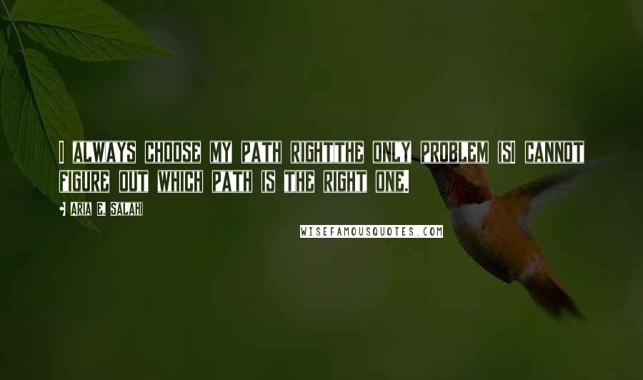 Aria E. Salahi Quotes: I always choose my path rightthe only problem isI cannot figure out which path is the right one.