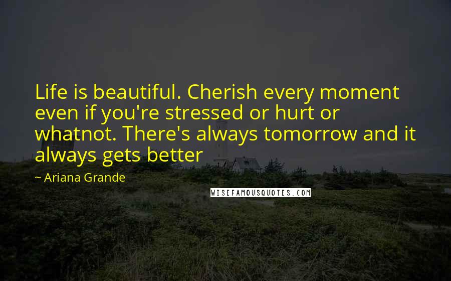 Ariana Grande Quotes: Life is beautiful. Cherish every moment even if you're stressed or hurt or whatnot. There's always tomorrow and it always gets better