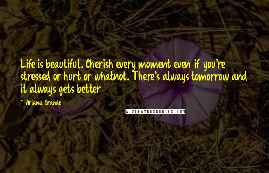 Ariana Grande Quotes: Life is beautiful. Cherish every moment even if you're stressed or hurt or whatnot. There's always tomorrow and it always gets better