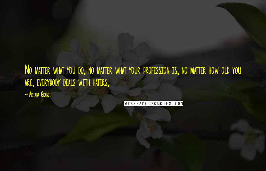 Ariana Grande Quotes: No matter what you do, no matter what your profession is, no matter how old you are, everybody deals with haters,