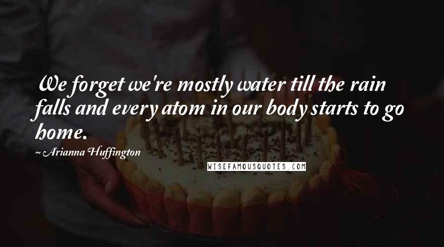 Arianna Huffington Quotes: We forget we're mostly water till the rain falls and every atom in our body starts to go home.