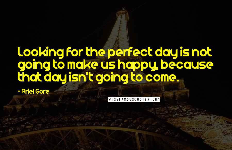 Ariel Gore Quotes: Looking for the perfect day is not going to make us happy, because that day isn't going to come.