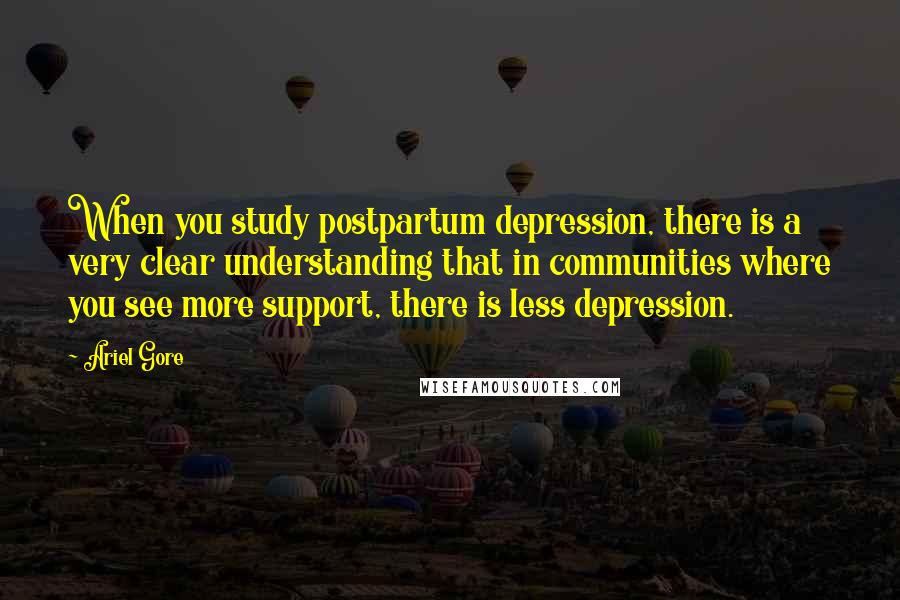 Ariel Gore Quotes: When you study postpartum depression, there is a very clear understanding that in communities where you see more support, there is less depression.
