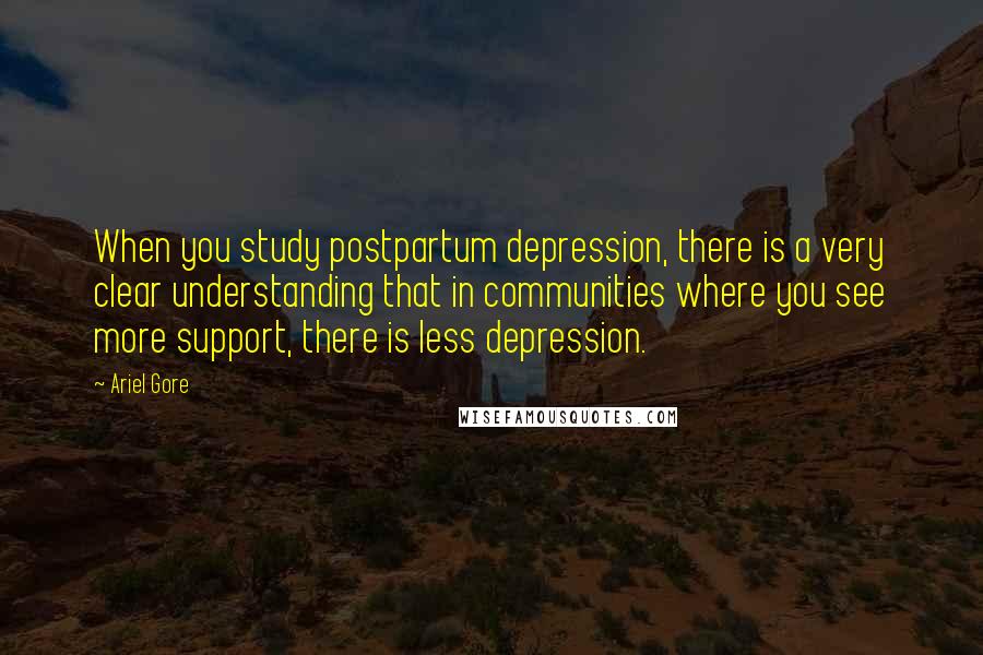 Ariel Gore Quotes: When you study postpartum depression, there is a very clear understanding that in communities where you see more support, there is less depression.