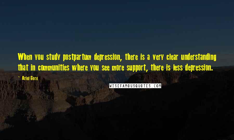 Ariel Gore Quotes: When you study postpartum depression, there is a very clear understanding that in communities where you see more support, there is less depression.