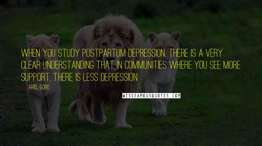 Ariel Gore Quotes: When you study postpartum depression, there is a very clear understanding that in communities where you see more support, there is less depression.