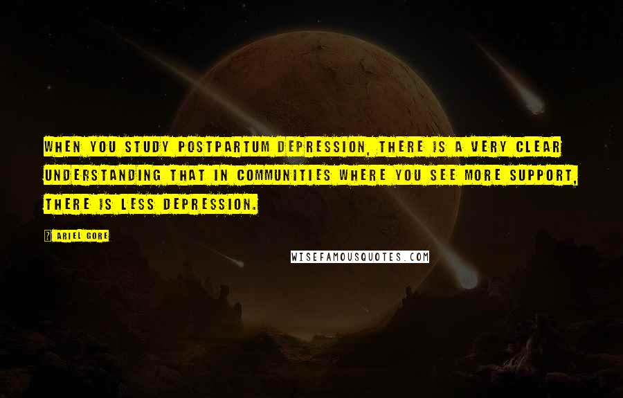 Ariel Gore Quotes: When you study postpartum depression, there is a very clear understanding that in communities where you see more support, there is less depression.