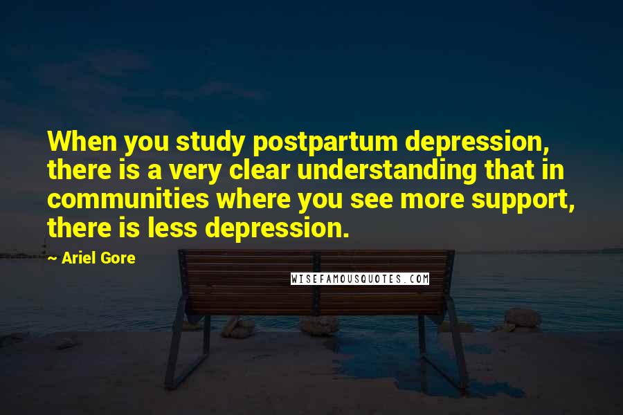 Ariel Gore Quotes: When you study postpartum depression, there is a very clear understanding that in communities where you see more support, there is less depression.