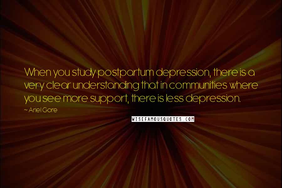 Ariel Gore Quotes: When you study postpartum depression, there is a very clear understanding that in communities where you see more support, there is less depression.