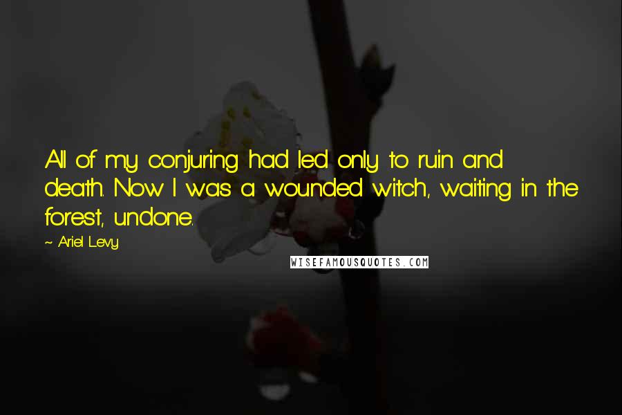 Ariel Levy Quotes: All of my conjuring had led only to ruin and death. Now I was a wounded witch, waiting in the forest, undone.