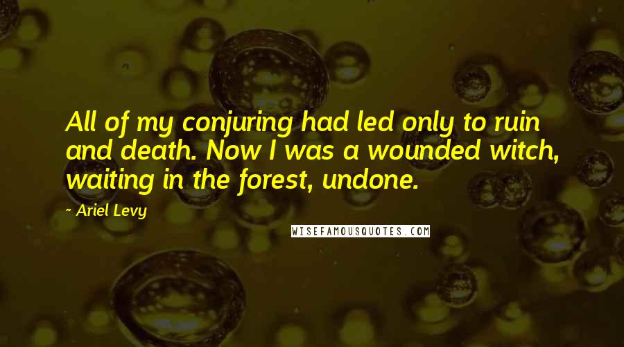 Ariel Levy Quotes: All of my conjuring had led only to ruin and death. Now I was a wounded witch, waiting in the forest, undone.