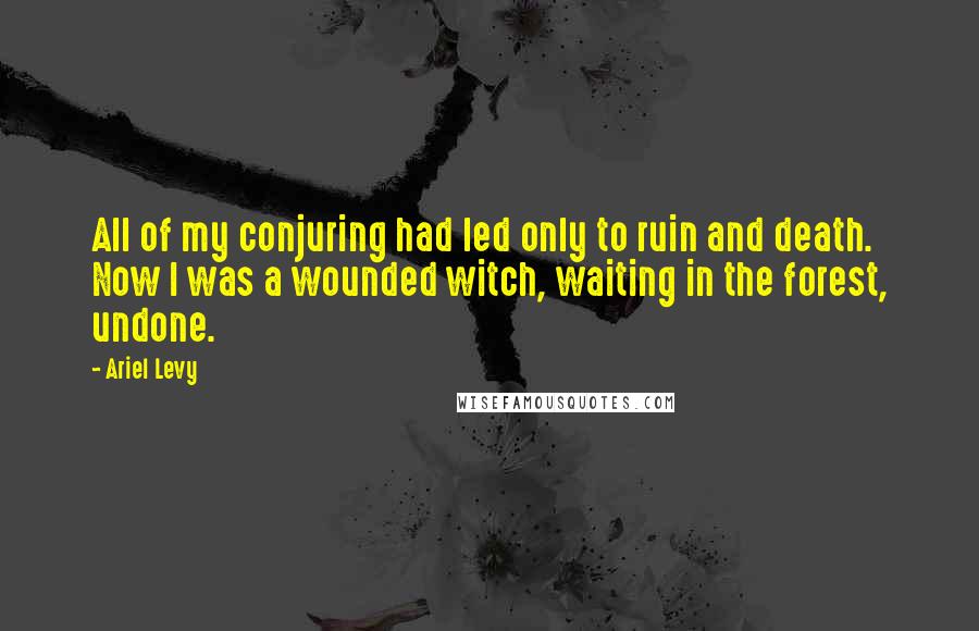 Ariel Levy Quotes: All of my conjuring had led only to ruin and death. Now I was a wounded witch, waiting in the forest, undone.