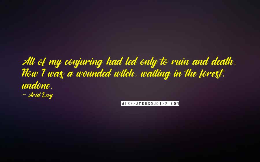 Ariel Levy Quotes: All of my conjuring had led only to ruin and death. Now I was a wounded witch, waiting in the forest, undone.