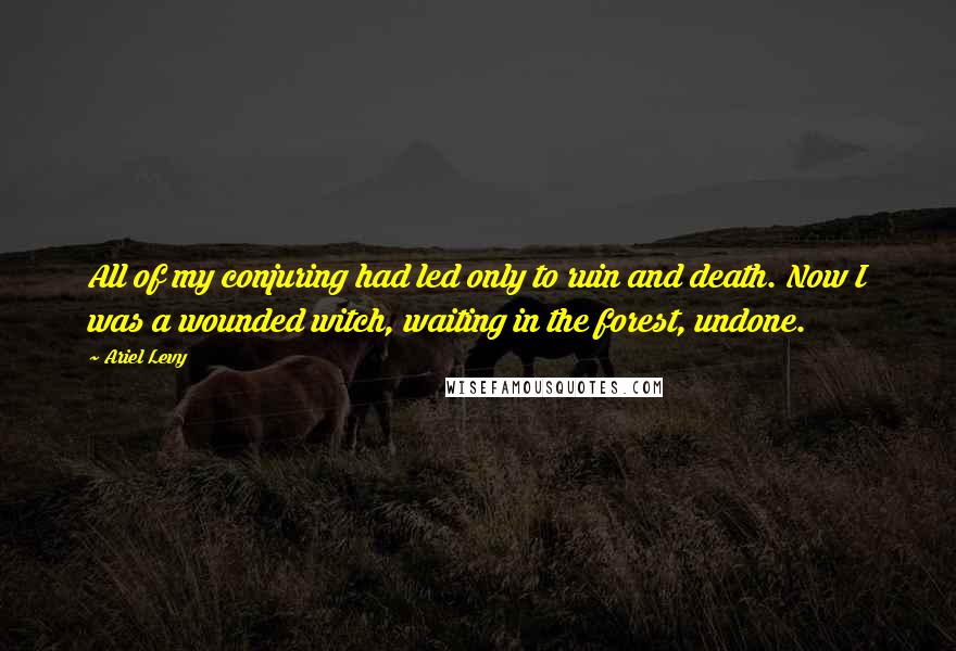 Ariel Levy Quotes: All of my conjuring had led only to ruin and death. Now I was a wounded witch, waiting in the forest, undone.