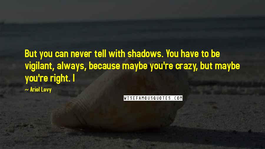 Ariel Levy Quotes: But you can never tell with shadows. You have to be vigilant, always, because maybe you're crazy, but maybe you're right. I