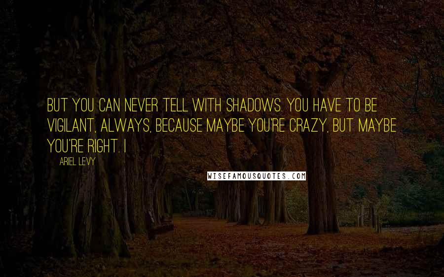 Ariel Levy Quotes: But you can never tell with shadows. You have to be vigilant, always, because maybe you're crazy, but maybe you're right. I