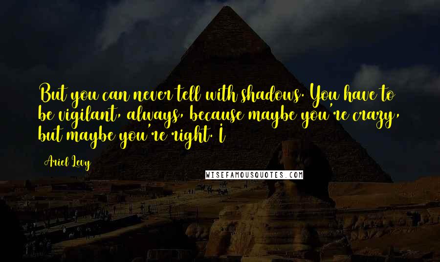 Ariel Levy Quotes: But you can never tell with shadows. You have to be vigilant, always, because maybe you're crazy, but maybe you're right. I