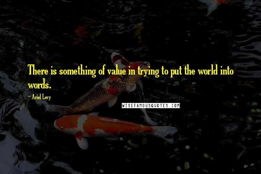 Ariel Levy Quotes: There is something of value in trying to put the world into words.