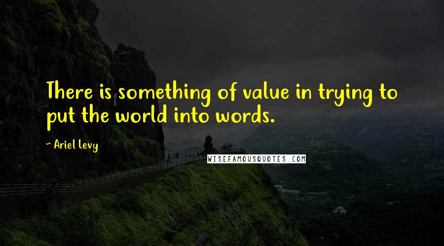 Ariel Levy Quotes: There is something of value in trying to put the world into words.