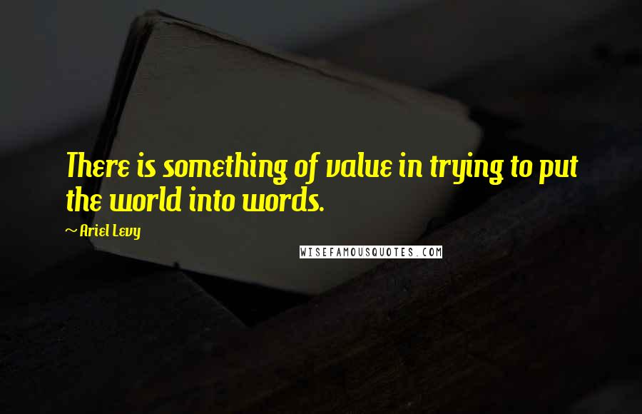 Ariel Levy Quotes: There is something of value in trying to put the world into words.