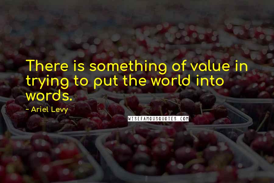 Ariel Levy Quotes: There is something of value in trying to put the world into words.