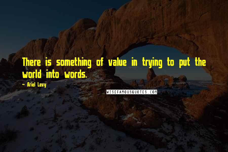 Ariel Levy Quotes: There is something of value in trying to put the world into words.