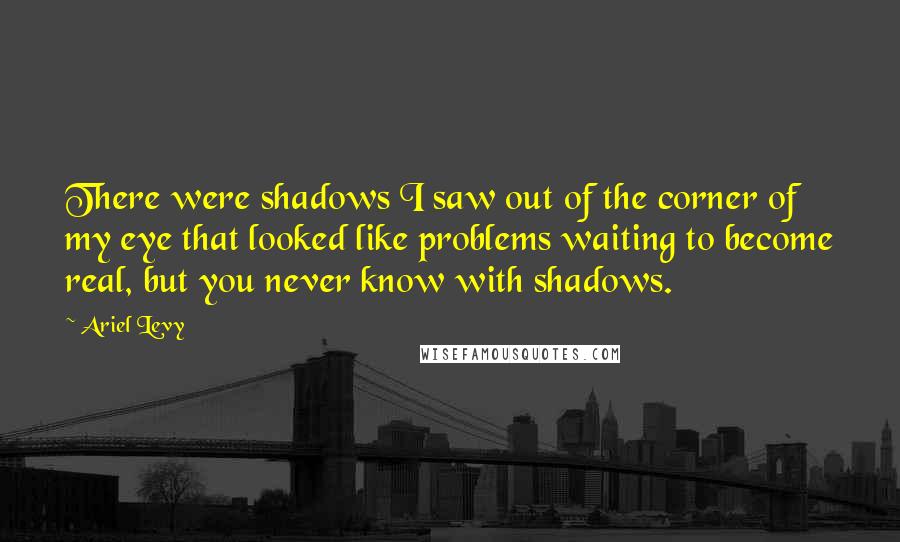 Ariel Levy Quotes: There were shadows I saw out of the corner of my eye that looked like problems waiting to become real, but you never know with shadows.