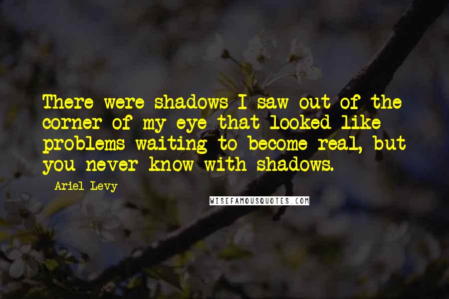 Ariel Levy Quotes: There were shadows I saw out of the corner of my eye that looked like problems waiting to become real, but you never know with shadows.