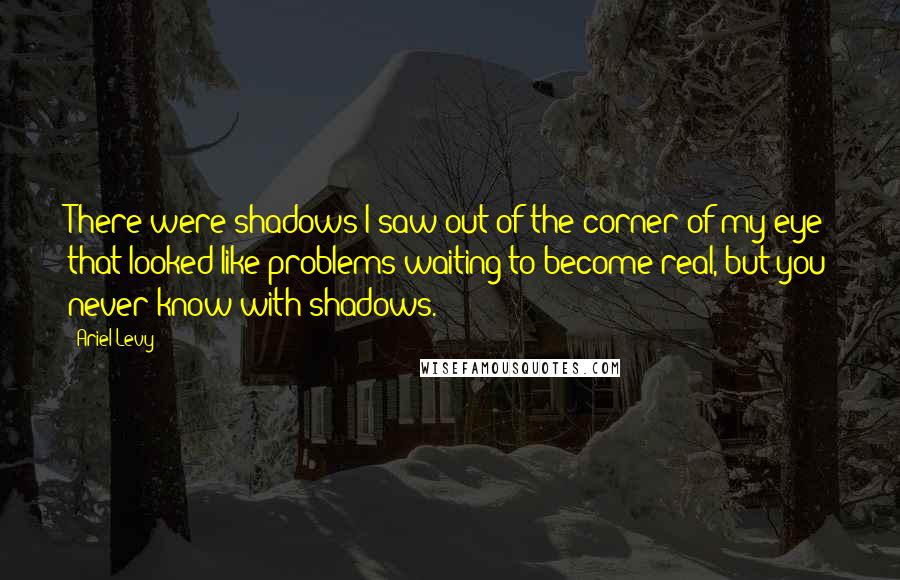 Ariel Levy Quotes: There were shadows I saw out of the corner of my eye that looked like problems waiting to become real, but you never know with shadows.