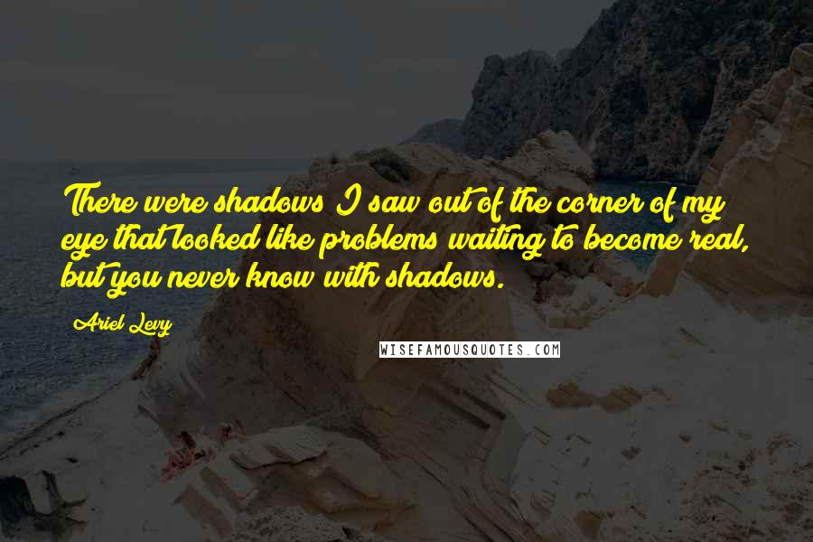 Ariel Levy Quotes: There were shadows I saw out of the corner of my eye that looked like problems waiting to become real, but you never know with shadows.