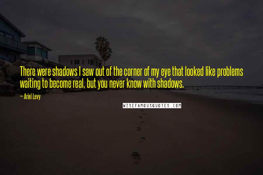 Ariel Levy Quotes: There were shadows I saw out of the corner of my eye that looked like problems waiting to become real, but you never know with shadows.