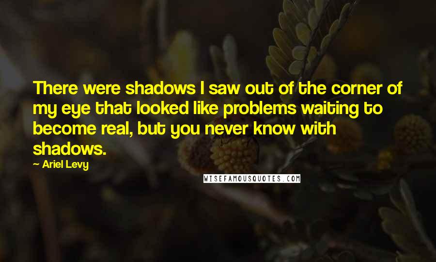 Ariel Levy Quotes: There were shadows I saw out of the corner of my eye that looked like problems waiting to become real, but you never know with shadows.