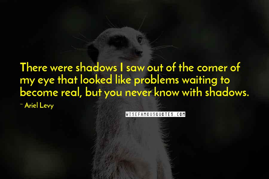 Ariel Levy Quotes: There were shadows I saw out of the corner of my eye that looked like problems waiting to become real, but you never know with shadows.