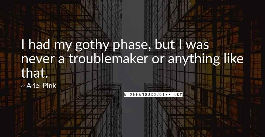 Ariel Pink Quotes: I had my gothy phase, but I was never a troublemaker or anything like that.