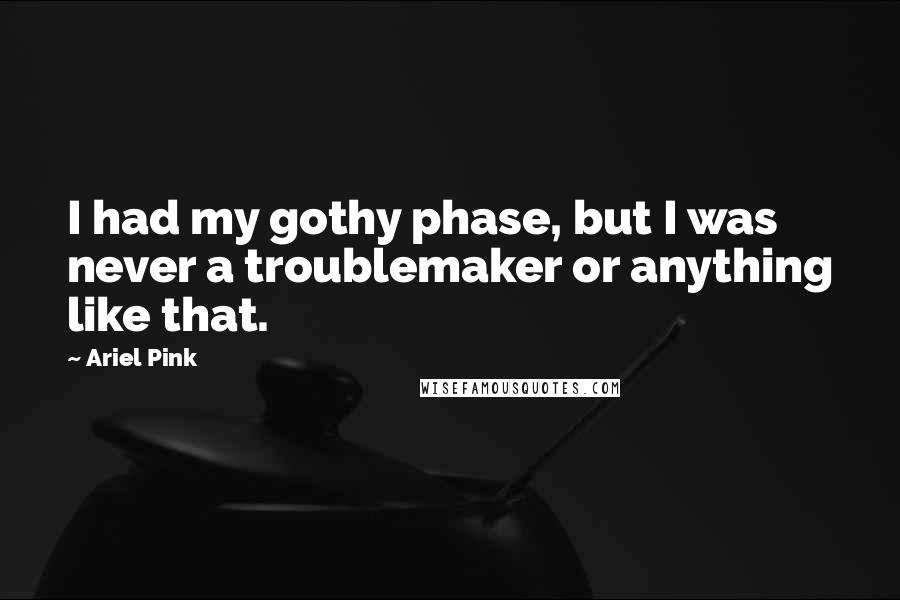 Ariel Pink Quotes: I had my gothy phase, but I was never a troublemaker or anything like that.