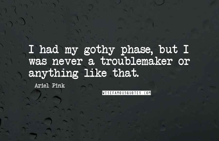 Ariel Pink Quotes: I had my gothy phase, but I was never a troublemaker or anything like that.