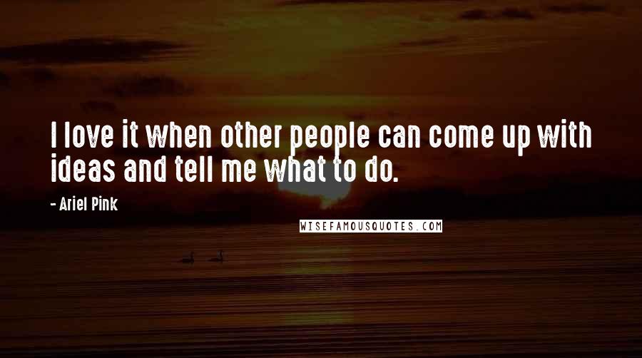 Ariel Pink Quotes: I love it when other people can come up with ideas and tell me what to do.