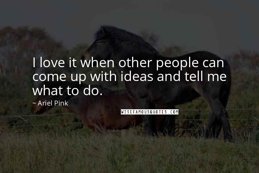 Ariel Pink Quotes: I love it when other people can come up with ideas and tell me what to do.