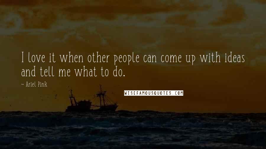 Ariel Pink Quotes: I love it when other people can come up with ideas and tell me what to do.