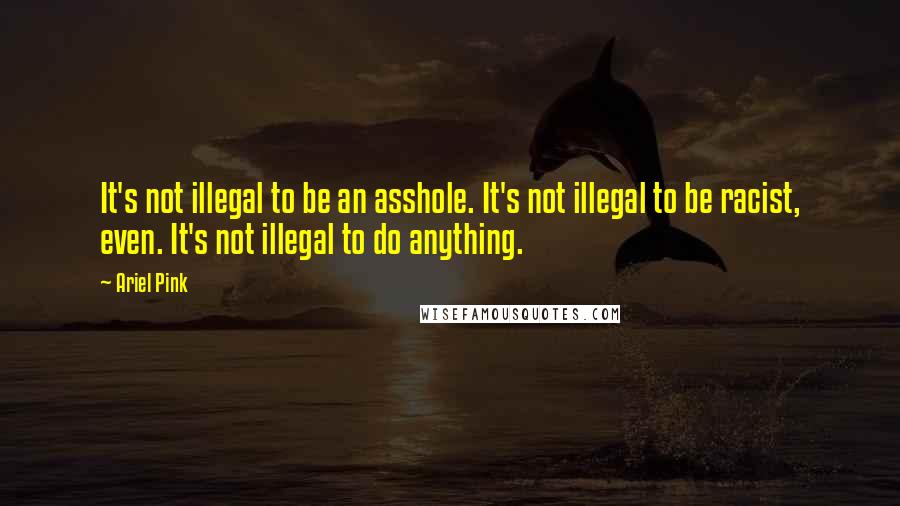 Ariel Pink Quotes: It's not illegal to be an asshole. It's not illegal to be racist, even. It's not illegal to do anything.