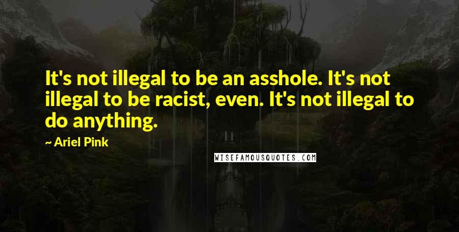 Ariel Pink Quotes: It's not illegal to be an asshole. It's not illegal to be racist, even. It's not illegal to do anything.