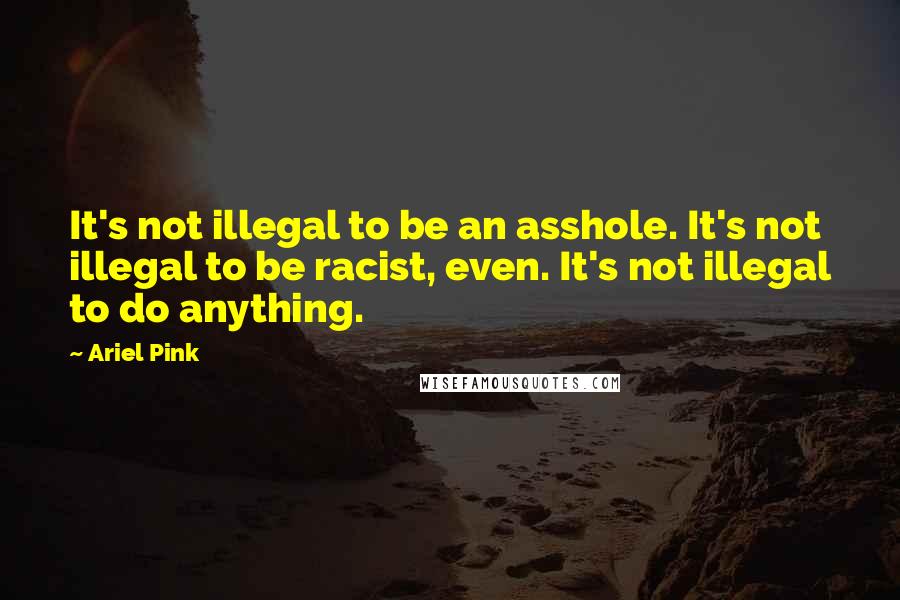 Ariel Pink Quotes: It's not illegal to be an asshole. It's not illegal to be racist, even. It's not illegal to do anything.