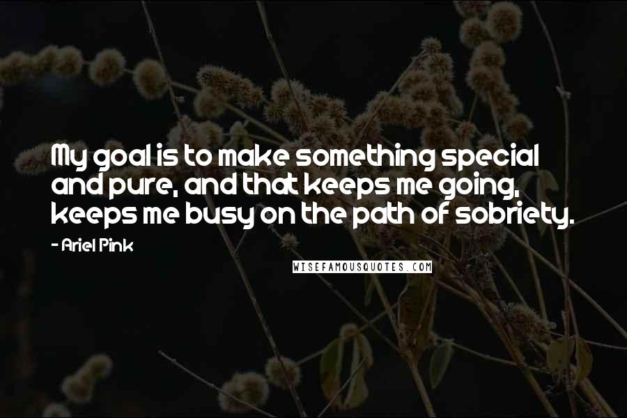 Ariel Pink Quotes: My goal is to make something special and pure, and that keeps me going, keeps me busy on the path of sobriety.