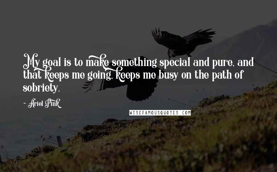 Ariel Pink Quotes: My goal is to make something special and pure, and that keeps me going, keeps me busy on the path of sobriety.