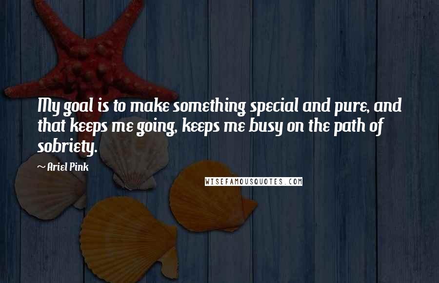 Ariel Pink Quotes: My goal is to make something special and pure, and that keeps me going, keeps me busy on the path of sobriety.